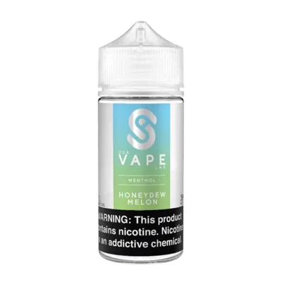 USA Vape Lab Honeydew Melon Menthol e-liquid bottle, 100ml with nicotine warning label.