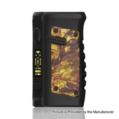 Vandy Vape Jackaroo mod with a black and yellow swirled resin panel.