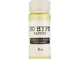No Hype Vapors 120mL bottle labeled "Strawberry Banana Milkshake" with 3mg nicotine.