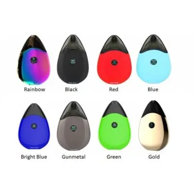 Suorin Drop Kit in eight colors: Rainbow, Black, Red, Blue, Bright Blue, Gunmetal, Green, Gold.