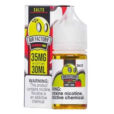 Air Factory Strawberry Kiwi e-juice, 30ml bottle, 35mg nicotine, in box with warning label.