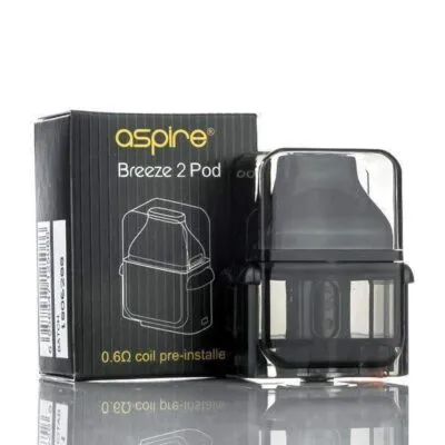 Aspire Breeze 2 replacement pod with box, featuring 0.6Ω coil pre-installed.