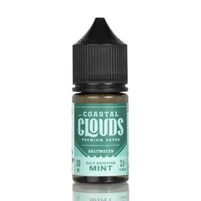 Coastal Clouds Saltwater Mint vape juice bottle, 30ml, 35mg nicotine.