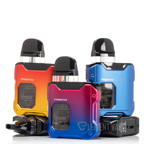 Freemax Galex Nano Pod System in various colors, showcasing front and side views.