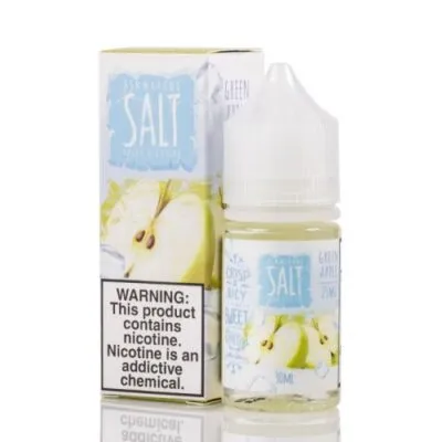 Skwezed Salt Green Apple 30ml e-liquid box and bottle with nicotine warning label.