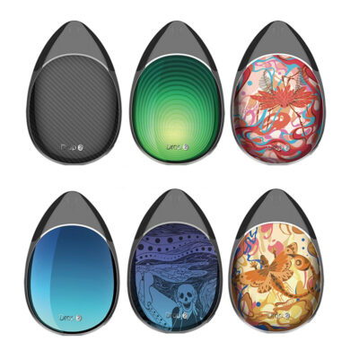 Six Suorin Drop 2 Kits with various colorful, intricate designs displayed vertically.