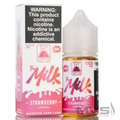 TMM-SBY20-2 nicotine vape juice, strawberry flavor, 24mg, 30ml bottle with packaging displaying health warning.