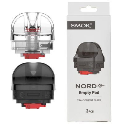 Nord-Gt transparent black empty pod and packaging, featuring two visible pods.